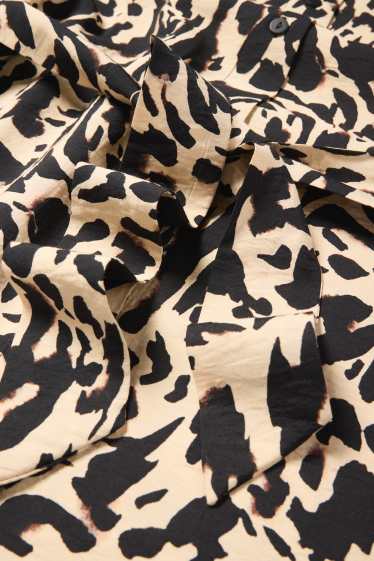 Femmes - Robe-chemisier - à motif - noir / beige