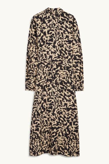 Femmes - Robe-chemisier - à motif - noir / beige