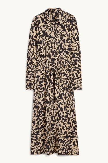 Femmes - Robe-chemisier - à motif - noir / beige