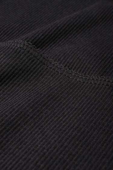 Dames - Korte longsleeve - geribd - zwart