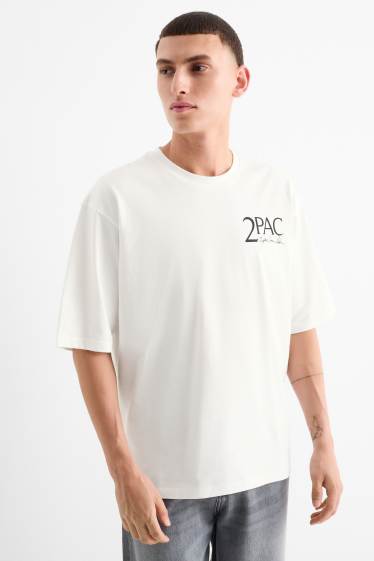 Hommes - T-shirt - oversize - Tupac - blanc