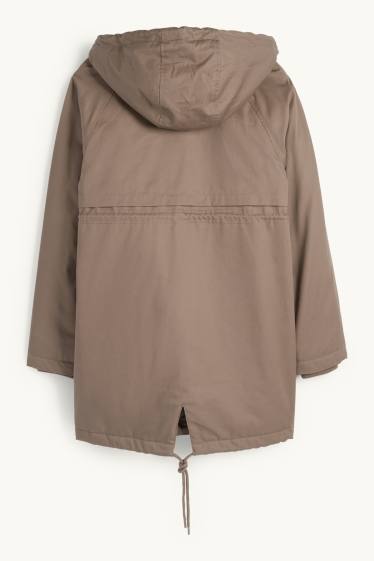 Damen - Umstands-Parka mit Kapuze und Baby-Einsatz - wasserabweisend - braun