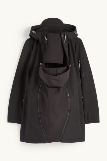 Femmes - Veste souple de grossesse avec capuche et empiècement porte-bébé - noir