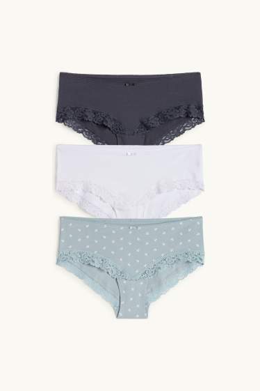 Femmes - Lot de 3 - shortys - bleu / blanc