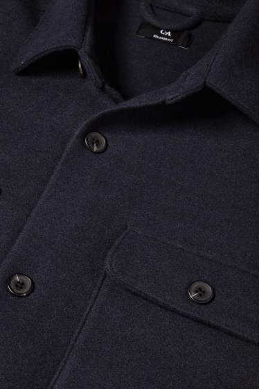 Hommes - Veste-chemise - relaxed fit - col kent - bleu foncé