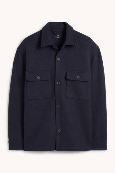 Hommes - Veste-chemise - relaxed fit - col kent - bleu foncé