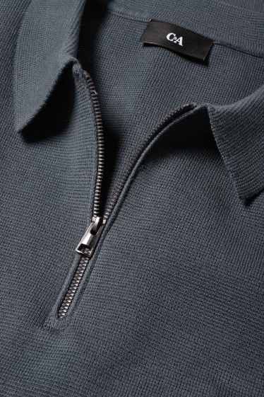 Home - Polo de mànigues llargues - de punt - gris fosc