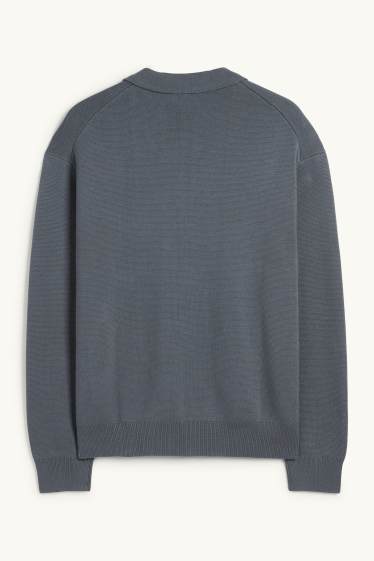 Home - Polo de mànigues llargues - de punt - gris fosc