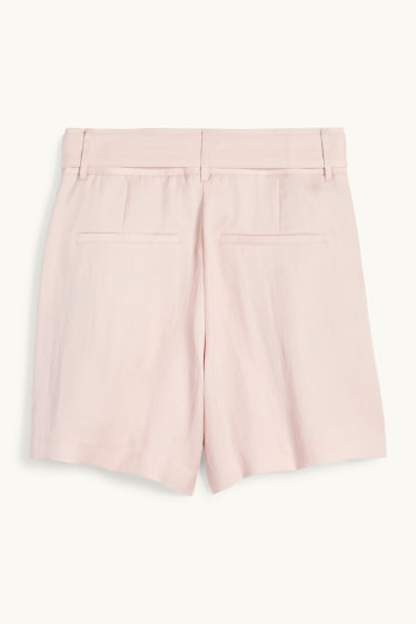 Kobiety - Szorty z paskiem - wysoki stan - jasnoróżowy