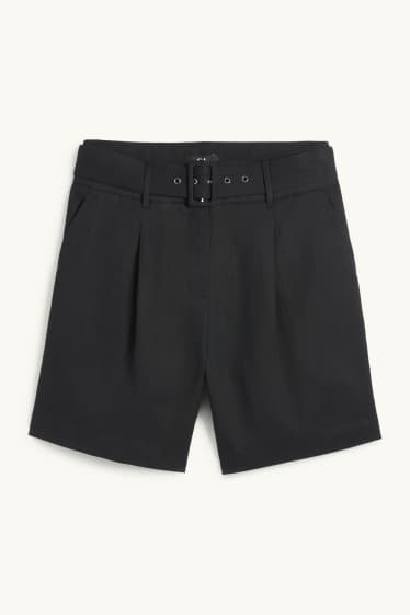 Donna - Shorts con cintura - vita alta - nero