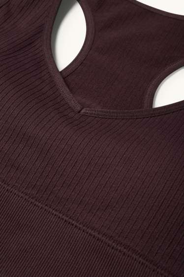 Donna - Reggiseno sportivo - imbottito - senza cuciture - marrone scuro