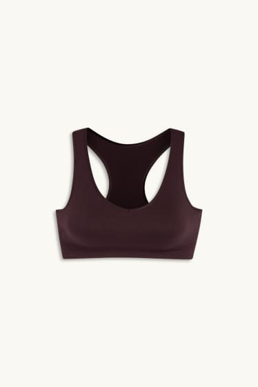 Donna - Reggiseno sportivo - imbottito - senza cuciture - marrone scuro