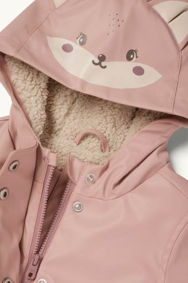 Baby Mädchen - Fuchs - Baby-Regenjacke mit Kapuze - wasserdicht - rosa