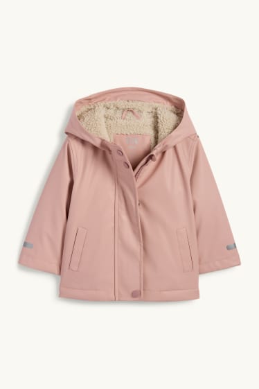 Baby Mädchen - Fuchs - Baby-Regenjacke mit Kapuze - wasserdicht - rosa