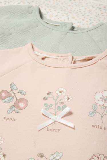 Baby: meisjes - Set van 3 - bloemetjes en hartjes - babysweatshirt - roze