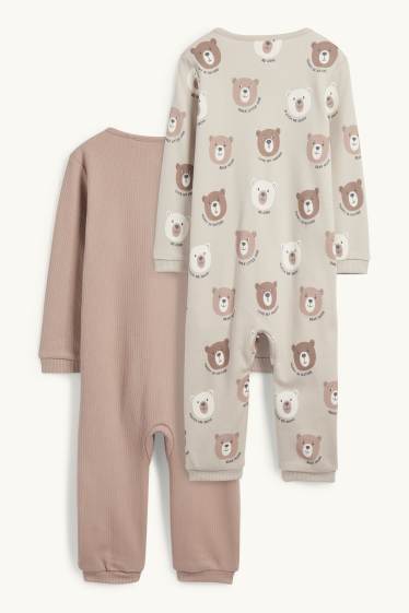 Bébés garçons - Lot de 2 - oursons - pyjamas bébé - taupe