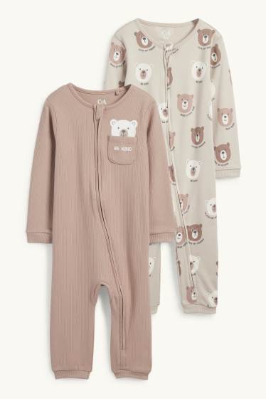 Bébés garçons - Lot de 2 - oursons - pyjamas bébé - taupe