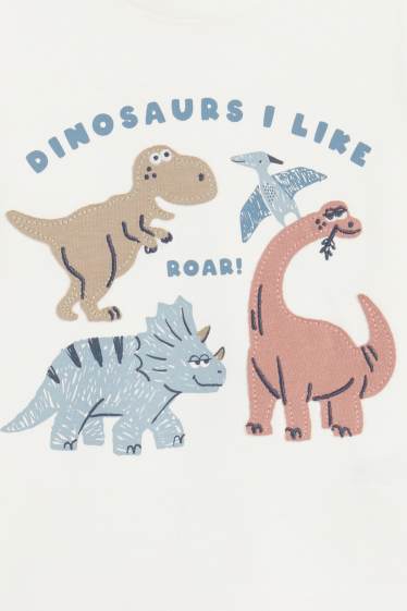Bébés garçons - Lot de 3 - dinosaure - haut à manches longues pour bébé - blanc