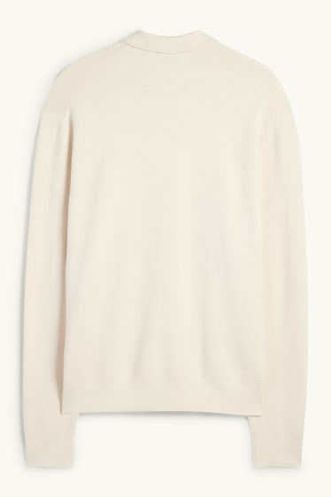 Home - Polo de mànigues llargues - de punt - blanc trencat