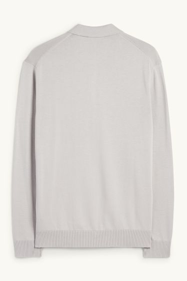 Home - Polo de mànigues llargues - de punt - gris clar