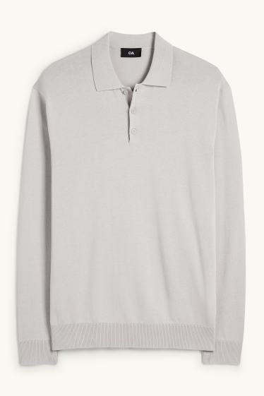 Home - Polo de mànigues llargues - de punt - gris clar