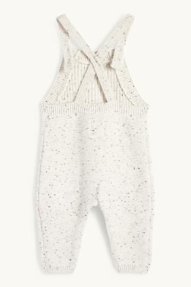 Unisex - Salopetă tricotată bebeluși - reiată - alb-crem