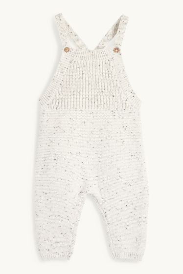 Unisex - Salopetă tricotată bebeluși - reiată - alb-crem