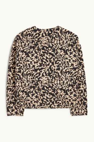 Damen - Steppjacke - Leo-Print - schwarz / beige