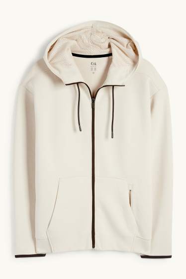 Home - Dessuadora oberta tècnica amb caputxa - blanc trencat