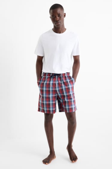Hommes - Short de pyjama - à carreaux - rouge / bleu foncé