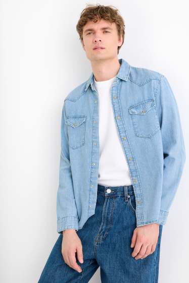 Hommes - Chemise en jean - regular fit - col kent - jean bleu