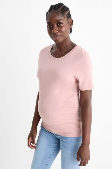 Damen - Multipack 2er - Umstands-T-Shirt - schwarz / rosa