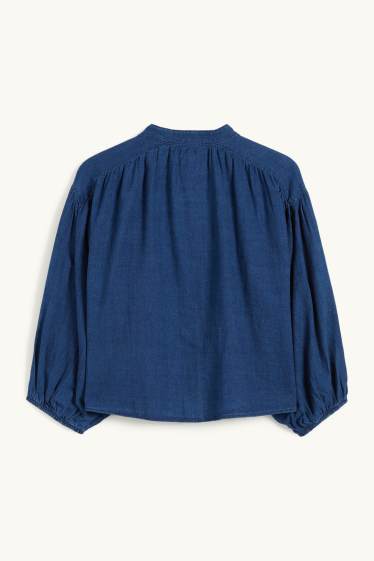 Femei - Bluză - aspect de jeans - denim-albastru închis