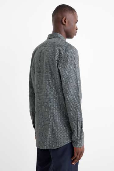 Men - Business shirt - slim fit - kent collar - easy-iron - minimal print - dark green
