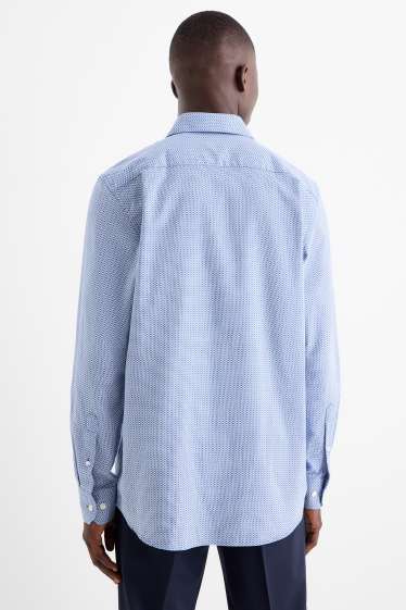 Men - Business shirt - regular fit - kent collar - easy-iron - patterned - light blue