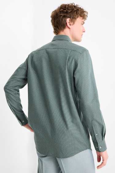 Bărbați - Cămașă office - regular fit - guler Kent - nu necesită călcare - cu model - verde închis