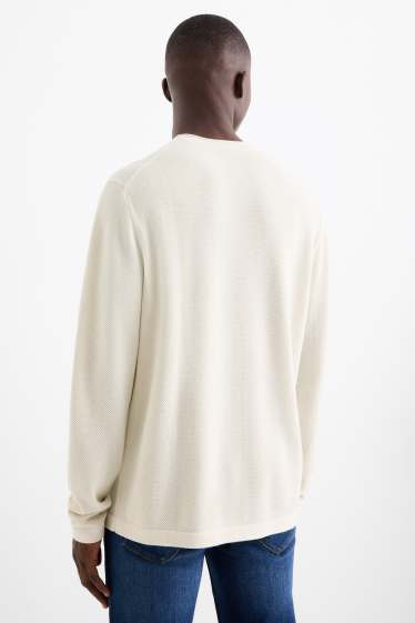 Bărbați - Pulover - structurat - bej deschis