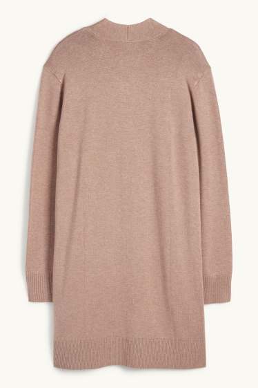 Damen - Lange Strickjacke - hellbraun
