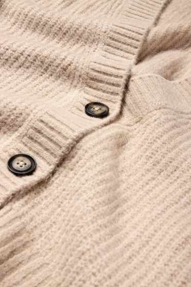 Damen - Strickjacke - gerippt - beige