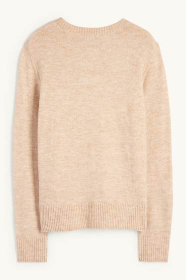 Femmes - Pull en maille fine - beige clair