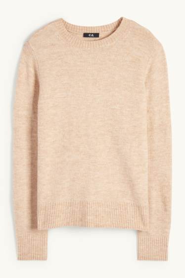 Femmes - Pull en maille fine - beige clair