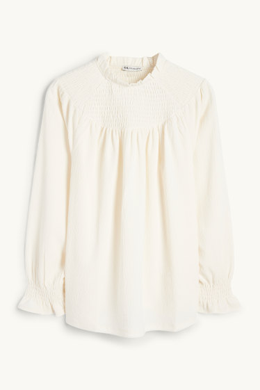 Nena - Samarreta de màniga llarga - estructurada - de punt de niu d'abella - blanc trencat