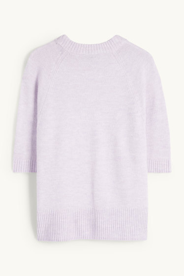 Femmes - Pull en maille - manches courtes - violet clair
