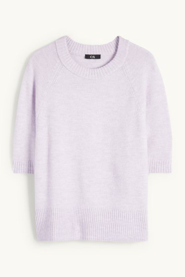 Femmes - Pull en maille - manches courtes - violet clair