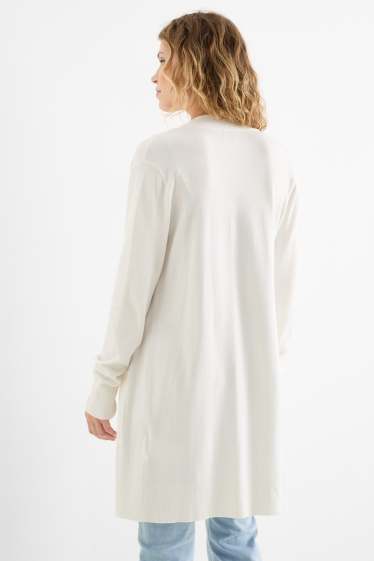 Femmes - Long gilet en maille - blanc