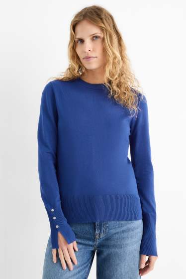 Femmes - Pull en maille fine - bleu