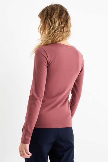 Damen - Langarmshirt - Slim Fit - bordeaux