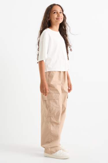 Kinder Mädchen - Cargohose - beige
