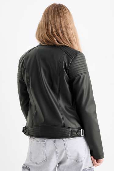 Enfants filles - Blouson de motard - matière synthétique - noir