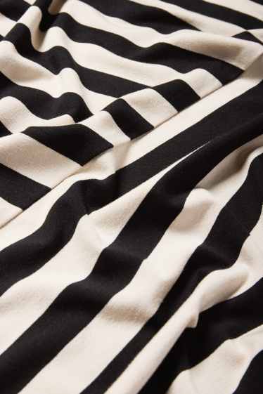 Women - Long sleeve top - striped - black / beige